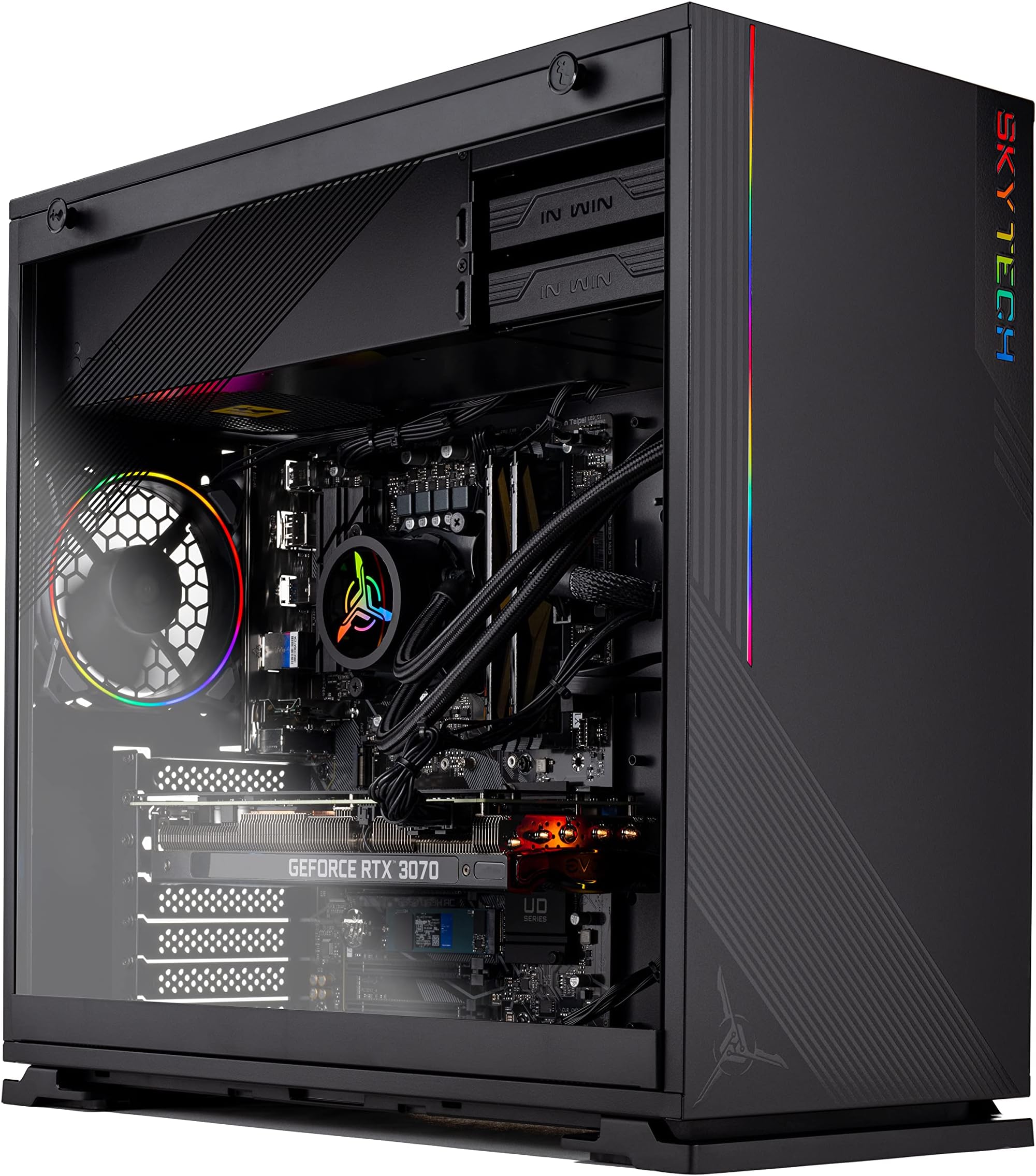 Skytech Gaming PC Desktop – Intel Core i7 12700F 2.1 GHz, NVIDIA RTX 4070 Ti, 1TB NVME SSD, 16GB DDR4 RAM 3200, 750W Gold PSU, 360mm AIO, 11AC Wi-Fi, Windows 11 Home 64-bit,Black
